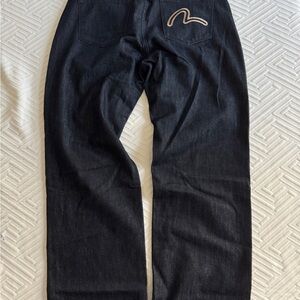 Evisu Straight Fit Black Dark Navy Denim Jeans